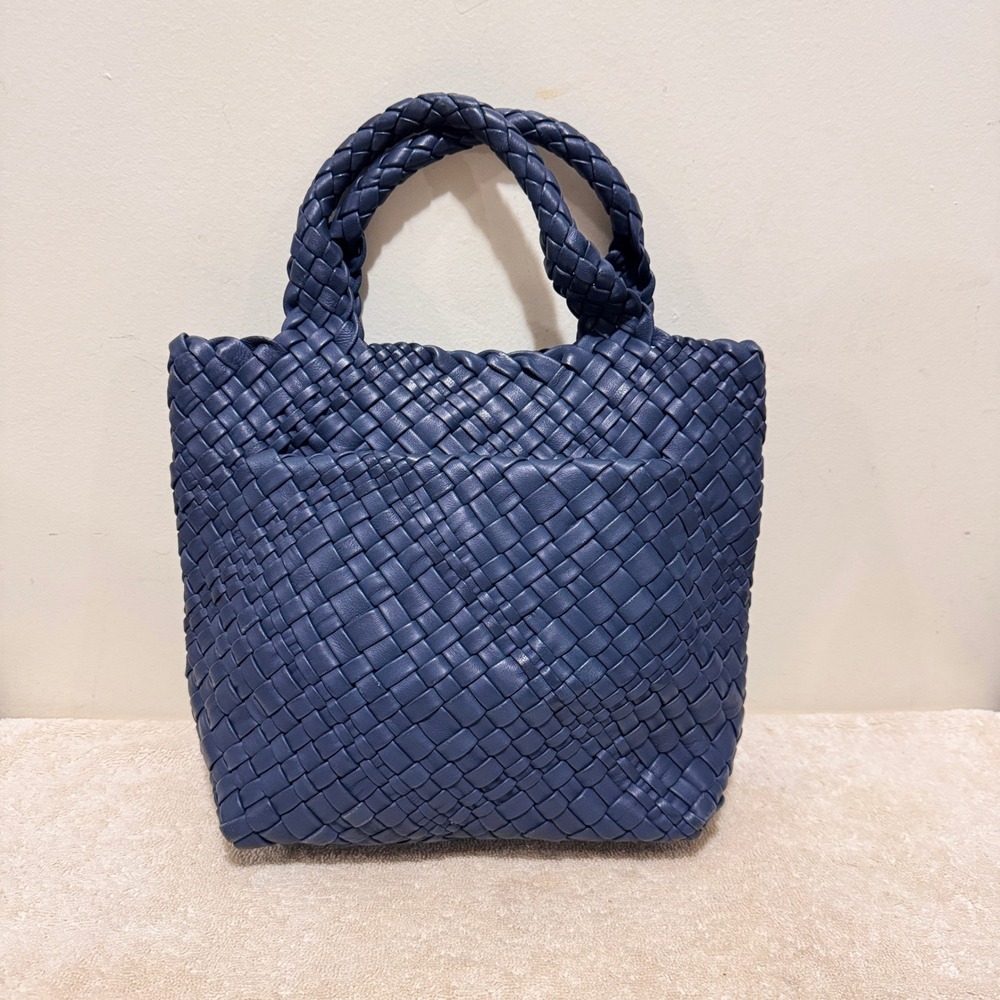 Jennifer Tattanelli Women's Blue Woven Leather Handbag Tote